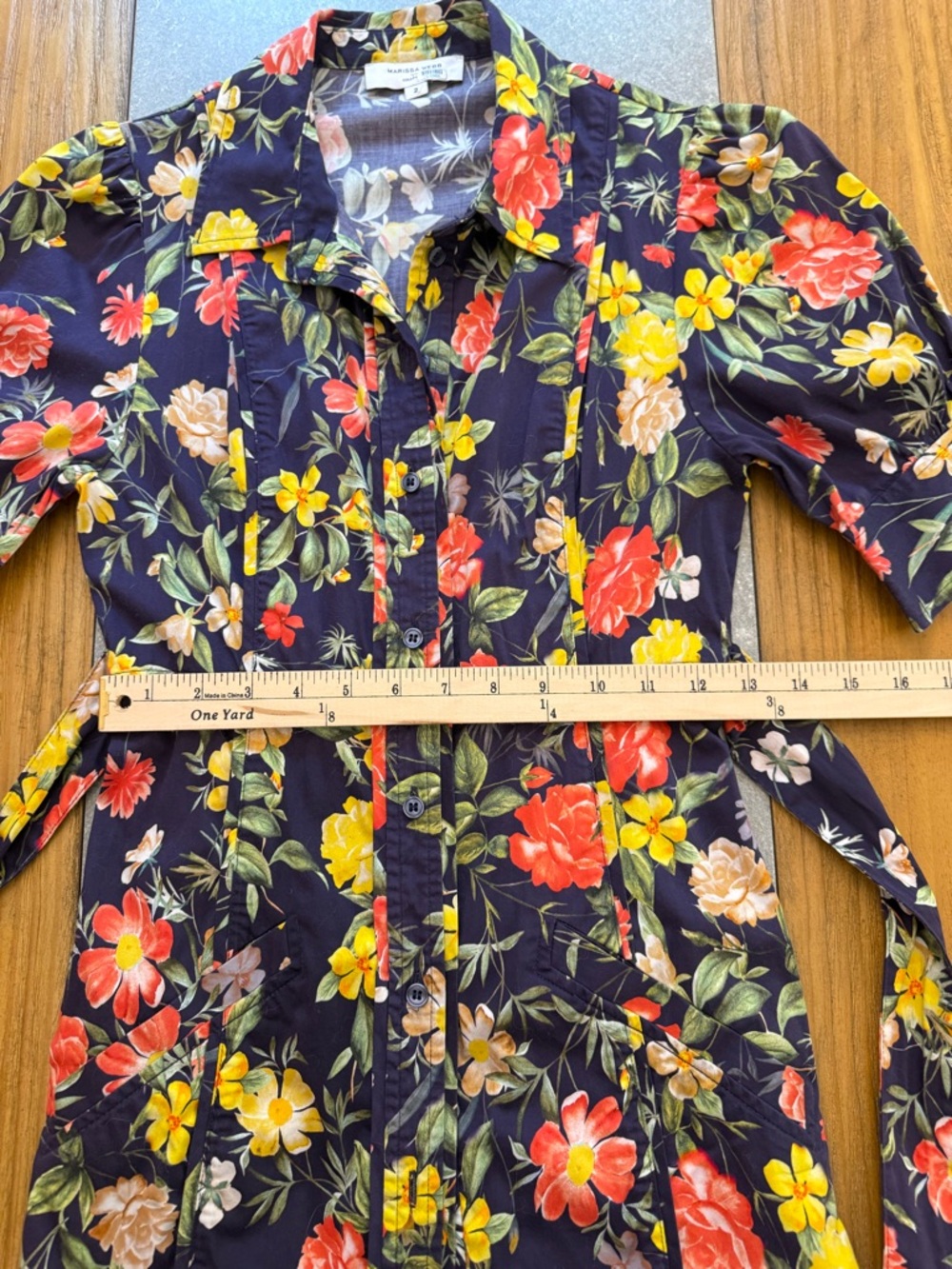 Marissa Webb "Dolly" Floral Button Down Mini Dress Navy Multi Color Size 2 - Picture 14 of 14